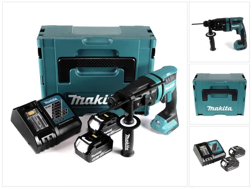 Makita DHR 182 RMJ Akku Bohrhammer 18V mit 2x Akkus und Ladegerät - Kompakter Akku Bohrhammer mit bürstenlosem Motor für hohe Leistung und lange Lebensdauer. Inklusive 2x 4,0Ah Akkus und Ladegerät, ideal für anspruchsvolle Projekte.