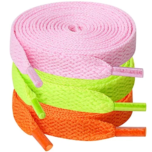 UpUGo 3 Paar Schnürsenkel, 8mm Breit Flache Schnürsenkel für Turnschuhe, Sport, Laufen, Erwachsene