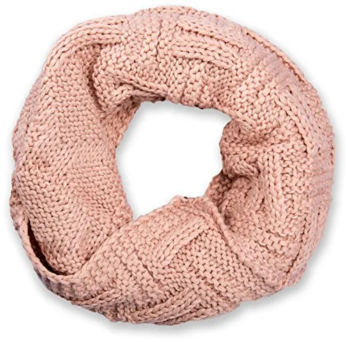styleBREAKER Unisex Strick Loopschal mit Gitter- und Rippenmuster, Uni Feinstrick Schlauchschal, Winter Strickschal 01018155, Farbe:Altrose