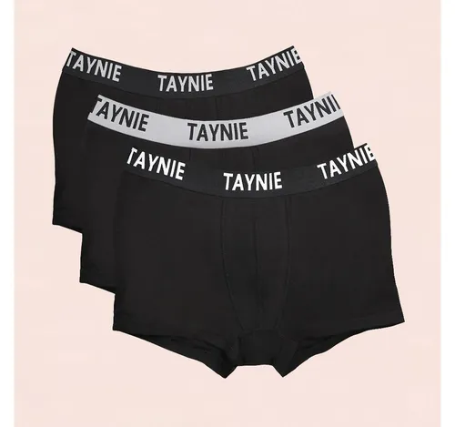 Taynie Retro Boxer Mix - Herren Boxershorts aus Bio-Baumwolle mit sportlichem Bund (Spar-Set, 3-St., 3er-Pack) Logo auf elastischem Bund