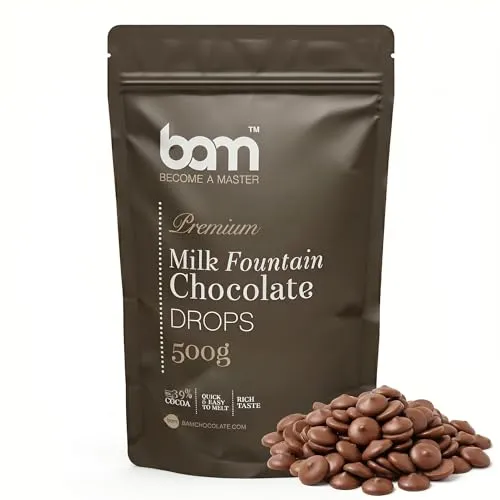 BAM Premium Milchschokolade Tropfen für Schokoladenbrunnen, Callets, Chips für Schokoladenfondue, Einfach zu schmelzen - 500 g