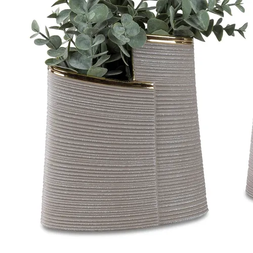 Dekorative Blumenvase 17x19cm in Sand-Gold - Vasen – Stilvolle Blumenvase in elegantem Sand-Gold, perfekt für jeden Wohnraum und ideal für frische Blumenarrangements.