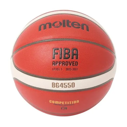 Molten Basketball B6G4550, Wettspielball, Premium Synthetik-Leder, 12 Felder, Größe 6