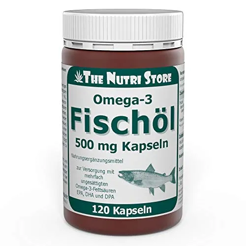 Omega-3 Fischöl 500 mg pro Kapsel - 120 Stk. - zur Versorgung mit mehrfach ungesättigten Omega-3-Fettsäuren EPA, DHA und DPA