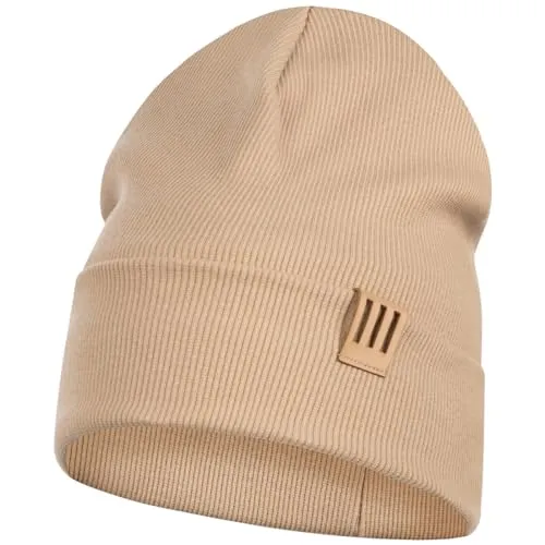 Smarilla Mütze Junge Kinder Beanie Herren gerippt, Größe: 50-52, Farbe: Beige
