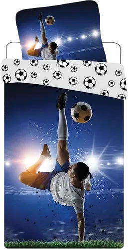 BrandMac Bettwäsche Fußball Spieler 135 x 200 cm - Bettwäsche-Set aus 100% Baumwolle, mit hochwertigem Druck und praktischem Reißverschluss, ideal für Fußballfans und pflegeleicht bei 60° waschbar.