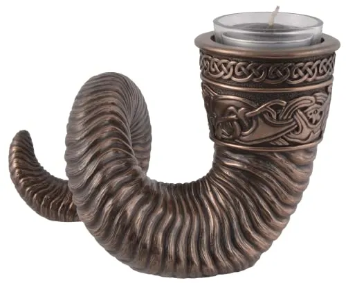 Germanischer Teelichthalter als Widderhorn in bronze von Joh. Vogler