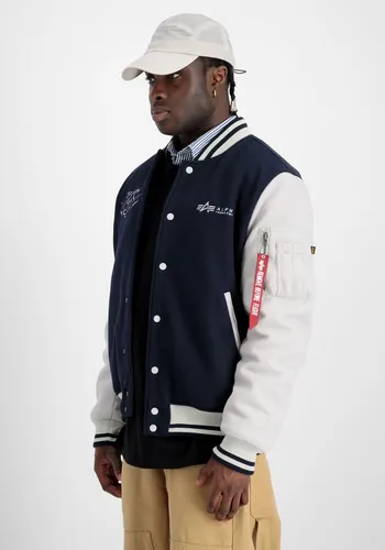 Alpha Industries Varsity Air Force Bomberjacke - Herren Funktionsjacke in ultra navy, ideal für die Übergangszeit mit praktischem Reißverschluss und Seitentaschen – ein stylisches Must-have für jeden Kleiderschrank!