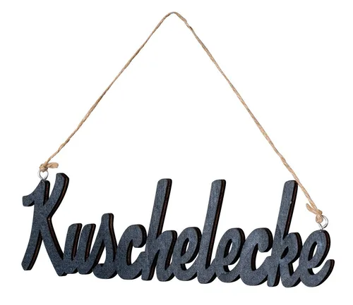 Levandeo® Dekoobjekt, Schriftzug Kuschelecke L43cm Schwarz Holz Türschild Hängerchen