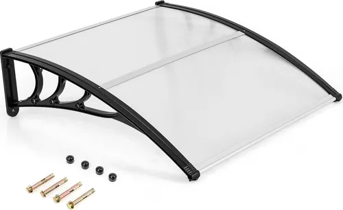 COSTWAY Vordach für Haustür 102x99cm – Robuste Aluminium-Überdachung - Schützen Sie Ihren Eingangsbereich mit dem COSTWAY Vordach. Die stabile Konstruktion aus Aluminium und PC bietet zuverlässigen Wetterschutz und einfache Installation. Ideal für verschiedene Wandtypen.