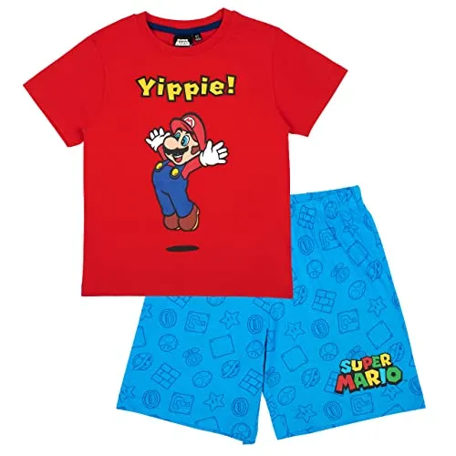 Super Mario Pyjama Kurzarm Schlafanzug (110, Rot)