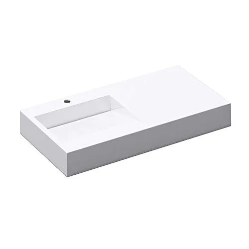 Mai & Mai Waschbecken Hängewaschbecken Aufsatzwaschbecken Col11, BTH:100x50x13cm, in weiß, Mineralguss, rechteckige Form