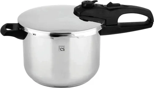CS Schnellkochtopf 6 Liter Edelstahl – Induktionsgeeignet - Kochtopf mit 2 Garstufen, spülmaschinenfest und ideal für alle Herdarten. Perfekt für schnelles und gesundes Kochen mit 6 Litern Kapazität.