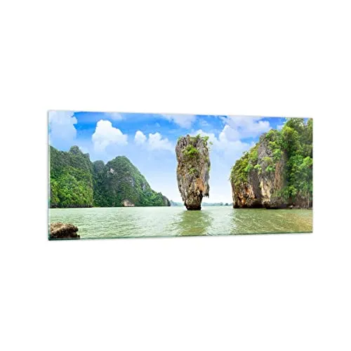 Wandbilder Dekoration Wohnzimmer Stein Strand Landschaft Panorama Bilder auf Glas 120x50cm Glasbild Schlafzimmer Küche Wand Kunstdruck Art Groß Wanddeko Bild im Glas Modern Wall Decor GAB120x50-0224