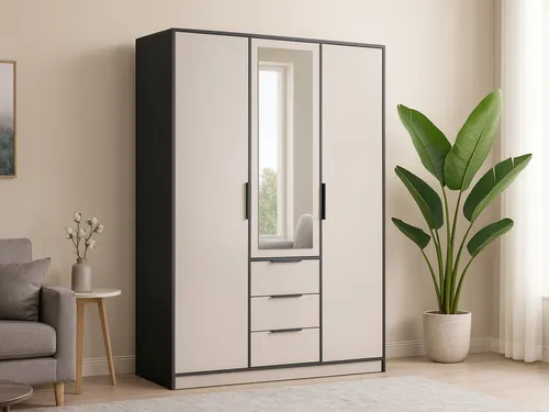 Beautysofa Kleiderschrank LIVO mit Spiegel (Design-Schrank für Schlafzimmer oder Flur, wahlweise mit oder ohne Aufsatz) Breite: 149 cm