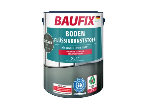 BAUFIX Boden-Flüssigkunststoff zeltgrau matt, 5 Liter - Farbe & Lacke - Hochwertige Versiegelung für Beton- und Estrichoberflächen, wasserverdünnbar und ideal für langlebige Bodenbeschichtungen.