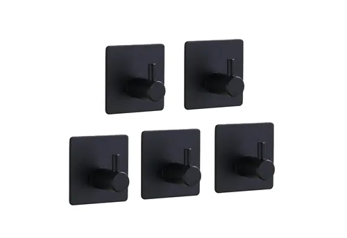 TECBULL Handtuchhaken Klebehaken aus Edelstahl, Wandhaken selbstklebend, Küche, Bad, Flur, Ankleide, Waschküche, Gästezimmer, WC, Badezimmer, Schlafzimmer, etc, (5-St), rostfrei durch hochwertiges Edelstahl