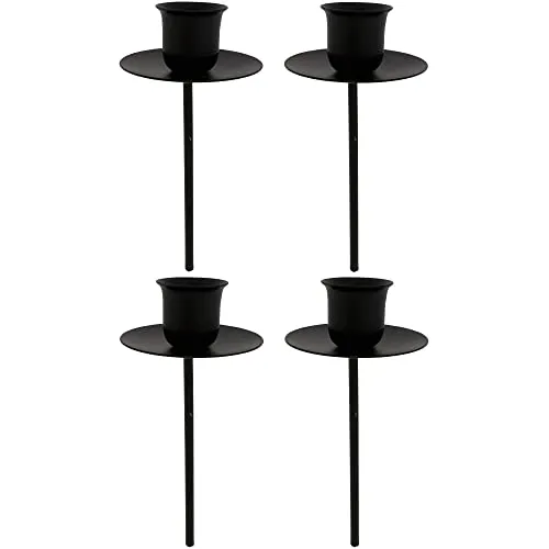 Kerzenhalter aus massivem Metall für Adventskranz - Adventskranzstecker - Kerzenhalter für Adventskranz - Kerzenteller für Adventskranz - Adventskerzenhalter Größe Ø 6 cm/H 16 cm/Stab