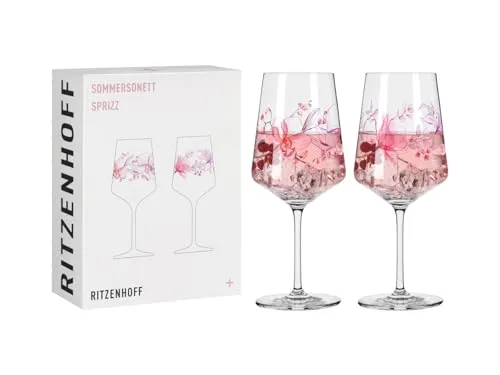 RITZENHOFF Aperitifglas 500 ml - 2er Set mit Blütenmotiv - Weingläser - Elegantes Kristallglas-Set mit filigranem Blütenmotiv, ideal für Spritz-Getränke und Cocktails. Made in Germany, spülmaschinengeeignet, perfekt für besondere Anlässe.