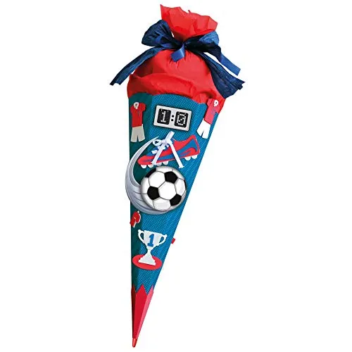 ROTH Schultüten-Bastelset Soccer rot - 68 cm 6-eckig, hochwertig mit Kreppverschluss und individueller Gestaltung für Jungen