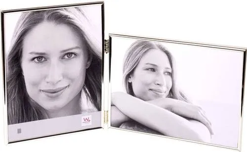 Walther Design Bilderrahmen Silber 2x 10x15 cm Chloe - Eleganter Portraitrahmen im halbrunden Design mit versilberter Spiegeleffekt-Oberfläche. Ideal für zwei Fotos (10x15 cm) und ausgestattet mit schwarzer Samtrückwand, Aufsteller und Ösen zum Aufhängen. Perfekt für stilvolle Präsentationen.