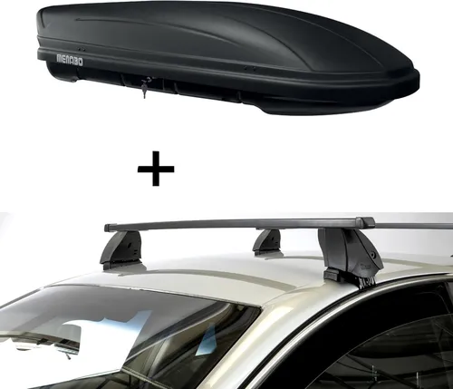 Dachbox MAA400 400 Liter matt + Dachträger K1 MEDIUM kompatibel mit für Mazda 2 (DJ) (5Türer) ab 14