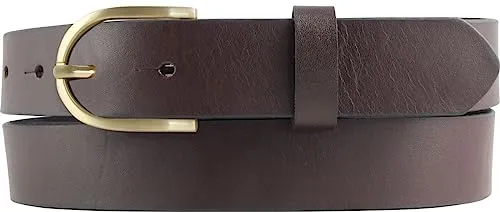 BELTINGER Überlängen-Gürtel für Damen aus Vollrindleder 3 cm | Ledergürtel mit goldener Gürtelschnalle 30mm | Hochwertiger Damen-Gürtel | Braun 145cm