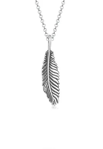 Kuzzoi Kette mit Anhänger Herren Feder Vogel 925 Silber - Ketten mit Anhänger, modische 925 Silber-Halskette mit lässigem Feder-Anhänger für einen coolen Look, ideal für Freizeit und Abendmode.