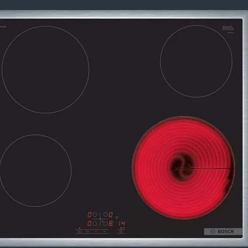 Bosch Keramik-Kochfeld PKE645BB2E - Rot - Kochfeld für den Einbau in Ihre Küche mit 4 Kochzonen, TouchControl für einfache Bedienung und Sicherheitsfunktionen wie Kindersicherung und automatische Abschaltung.
