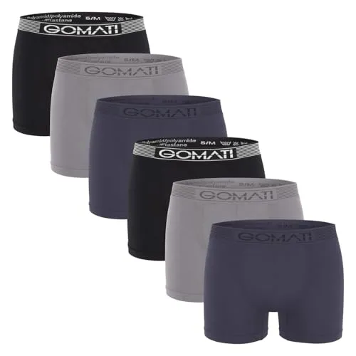 Gomati Herren Seamless Pants 6er Pack - Nahtlose Boxershorts in Grau XL - 6er Pack Herren Boxershorts aus atmungsaktiver Mikrofaser. Ohne Seitennähte für maximalen Komfort und mit einem weichen Taillenbund für sicheren Halt. Ideal für den Alltag und pflegeleicht.