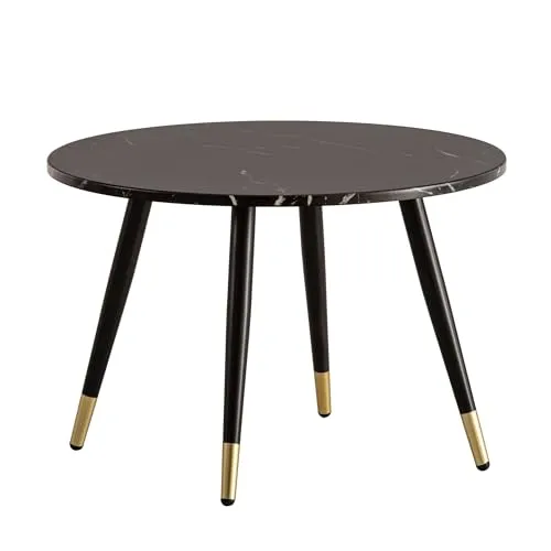 WOHNLING Couchtisch Marmor Optik Schwarz 60 cm