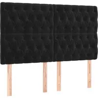 vidaXL Kopfteile 4 Stk. Schwarz 80x7x78/88 cm Samt - Polsterbetten: Stilvolle, höhenverstellbare Kopfteile aus weichem Samt bieten hervorragende Unterstützung beim Lesen oder Fernsehen im Bett.