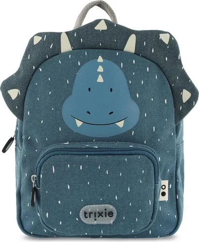 Trixie Rucksack - Mr. Triceratops - Wasserdichter Schulranzen in Blau - Schulranzen für kleine Entdecker mit coolem Dino-Design, wasserabweisend und aus robustem, recyceltem Baumwollstoff, ideal für Schule und Ausflüge.