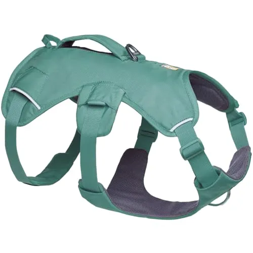 Ruffwear Web Master™ Hundegeschirr Blau L-XL - Wanderausrüstung: Das RUFFWEAR Web Master™ Geschirr bietet Sicherheit und Komfort für deinen Hund, ideal für anspruchsvolles Gelände mit gepolstertem Design und fünf Verstellpunkten.