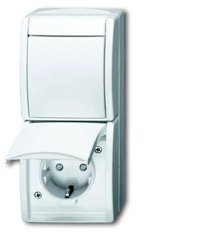 Busch-Jaeger 2601/6/20 EBW-54 Wechselschalter mit Steckdose - Steckdosen & Zubehör, ideal für die senkrechte Montage mit Wippschalter und IP44 Schutzart für mehr Sicherheit im Innen- und Außenbereich.