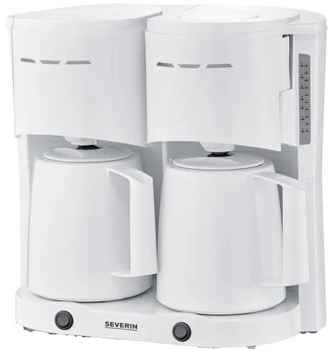 SEVERIN KA 9314 Doppel-Kaffeemaschine Weiß - 2x 8 Tassen, 2x 1000 W Leistung für große Kaffeemengen, ideal für Zuhause und Büros