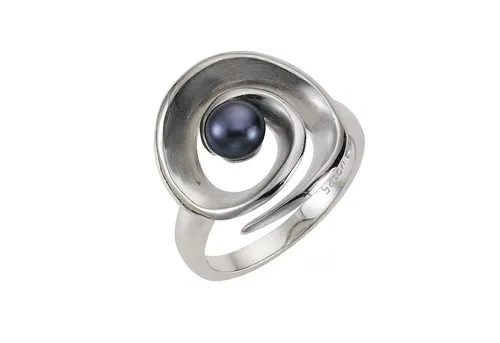 Zeeme Pearls Ring Silber 925 mit schwarzer Perle - Eleganter Damen-Ring aus rhodiniertem 925 Sterling Silber, verziert mit einer einzigartigen schwarzen Perle – ein zeitloses Schmuckstück für besondere Anlässe.