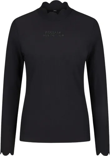 Pikeur Damen RIP SHIRT black - Sportliches Longsleeve für Reiterinnen - Sonstige Reitausrüstung mit sportiver Rippoptik und angenehm angerauter Innenseite für besten Tragekomfort. Ideal für Training und Freizeit, verleiht eleganten Stil mit einem gewellten Stehkragen und funkelnden Rhinestones.