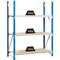 PROREGAL Weitspannregal Maximus 200x200x40 cm – 3 Ebenen, 400 kg Fachlast - Das PROREGAL Maximus Weitspannregal bietet eine stabile Lösung für professionelle Lagerung mit einer Tragkraft von 400 kg pro Fach. Ideal für Werkstätten und Lager, zertifiziert nach ISO 9001.