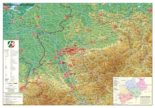 Nordrhein-Westfalen physisch Papierposter NEUE AUFLAGE von Stiefel