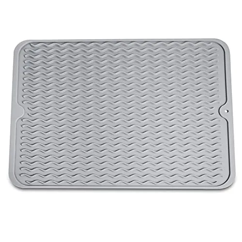 Rubberneck Abtropfmatte aus Silikon, 40x30cm, hitzebeständig und rutschfest, Geschirr Trockenmatte, BPA-Frei (Grau)