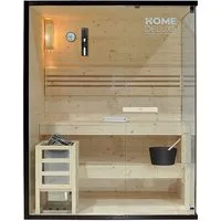 HOME DELUXE Traditionelle Sauna Shadow L - 3 Personen - Sauna für 3 Personen aus hochwertigem Fichtenholz mit Panoramaglasfront und leistungsstarkem 4,5 kW Saunaofen. Ideal für entspannende Saunagänge in modernem Design.