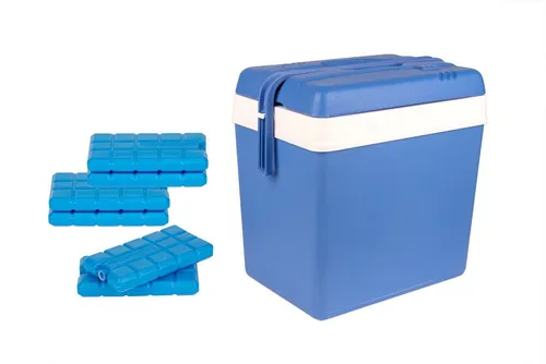 BigDean Kühlbox 24 Liter blau/weiß - 11 Std. Kühlung mit 6 Kühlakkus - Kühlbox für Camping und Picknick, inklusive 6 Kühlakkus für bis zu 11 Stunden Kühlung. Robustes Design mit Tragehenkel für einfachen Transport.