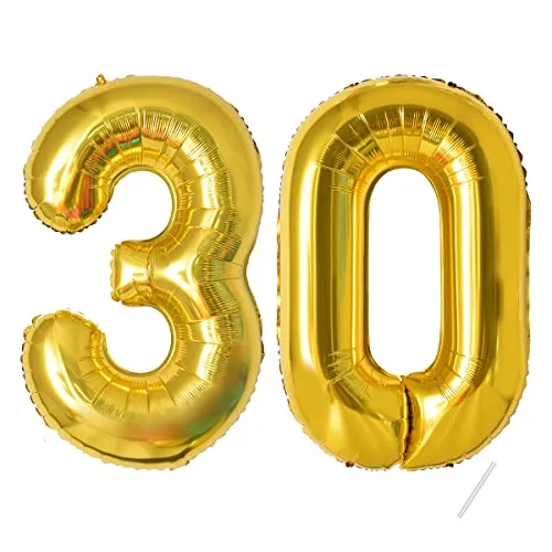 Geburtstag Deko zahlen luftballon 30 jahre | Folienballon Gold- für 30. Geburtstagsdeko Männer Frauen Ballon Zahl Deko zum Geburtstag fliegt mit Helium 30.Geburtstagsparty 40