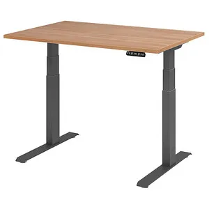 Hammerbacher Sitz-Steh-Schreibtisch 120x80 cm - Kinderschreibtisch mit Nussbaumplatte, elektrisch höhenverstellbar von 64 bis 129 cm, ideal für ergonomisches Arbeiten und Wachstum.
