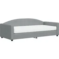 vidaXL Tagesbett mit Matratze 90x200 cm - Hellgrau - Vielseitiges Tagesbett, das tagsüber als Sofa und nachts als Bett dient, inklusive bequemer Schaumstoffmatratze für optimalen Komfort. Ideal für Gäste und platzsparend!