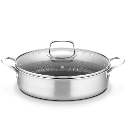 GSW Servierpfanne Inoxxa Black 28 cm - Edelstahl, antihaftbeschichtet und ideal für Induktion, bruchfester Glasdeckel, spülmaschinengeeignet