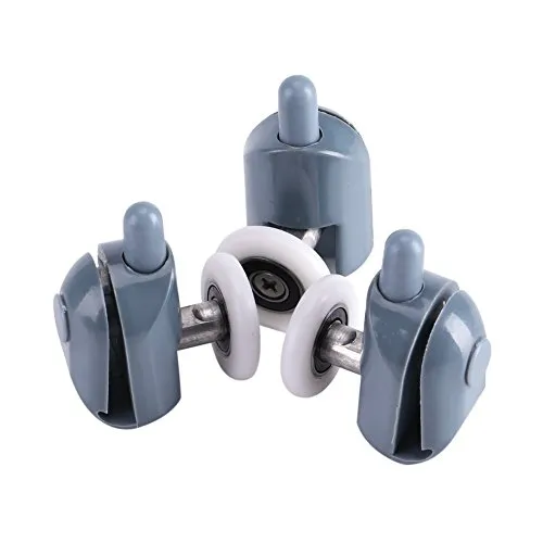 TOPINCN Duschtür Rollen Twin Bottom Top Pulleys Läufer Badezimmer Ersatz-Kit obere untere Rollen 8Pcs (Single Wheel)