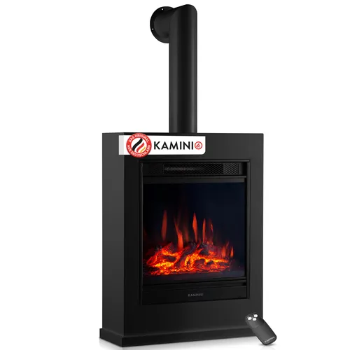 KAMINIO Elektrokamin Kalle - Elektrischer Standkamin mit 3D-Flammeneffekt und Fernbedienung (Schwarz) - Der KAMINIO Elektrokamin Kalle schafft mit seiner innovativen 3D-Flammentechnologie eine gemütliche Atmosphäre. Mit der praktischen Fernbedienung und der energieeffizienten Heizung ist er ideal für jedes Zuhause.