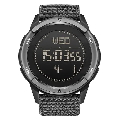 NORTH EDGE Militär‑Digitaluhr für Herren Outdoor Uhr wasserdicht 50 m, Kompass, Schrittzähler, Dualzeit, Stoppuhr, EL‑Hintergrundbeleuchtung Robuste Taktische Sportuhr